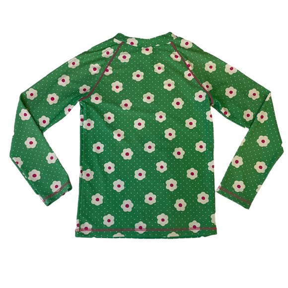 MINI BODEN GREEN PINK FLORAL POLKA DOTS RASH GUARD SWIM SHIRT TOP SIZE 9-10 Y - Picture 4 of 6